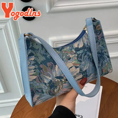 Oil Painting Shoulder Bag For Women Spring Armpit Handbag