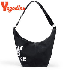 Letter Decors Canvas Shoulder Bag for Women Large Capacity Tote Bag