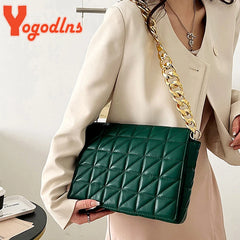 Lozenge Shoulder Bag with Thick Chains for Women