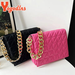 Lozenge Shoulder Bag with Thick Chains for Women