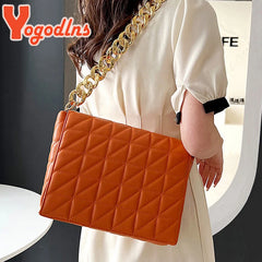 Lozenge Shoulder Bag with Thick Chains for Women