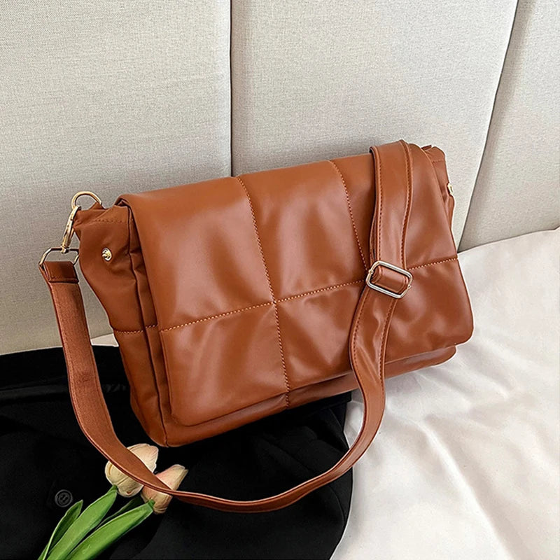 Space Cotton Shoulder Bag Women Leather Crossbody Bag