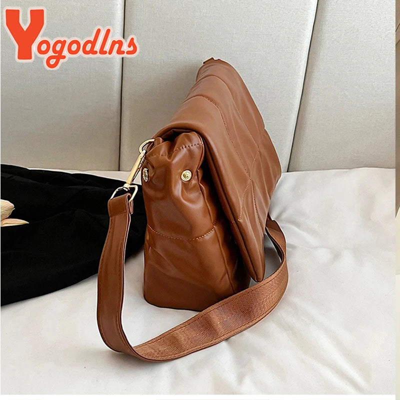 Space Cotton Shoulder Bag Women Leather Crossbody Bag