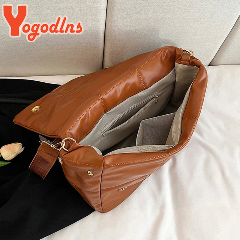 Space Cotton Shoulder Bag Women Leather Crossbody Bag