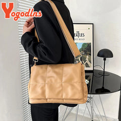 Space Cotton Shoulder Bag Women Leather Crossbody Bag