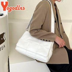 Space Cotton Shoulder Bag Women Leather Crossbody Bag
