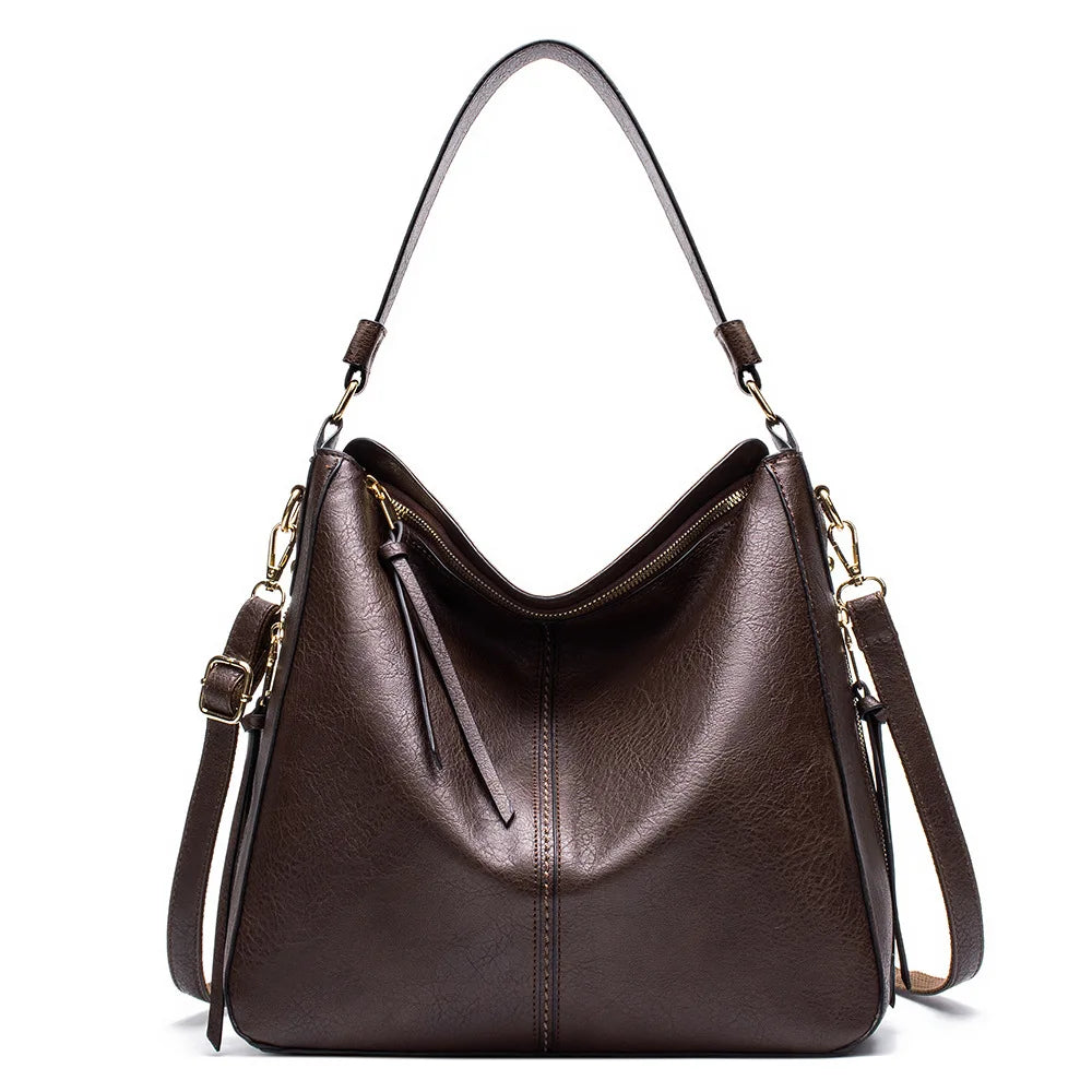 Vintage Soft Leather Hobos Crossbody Bag Large Capacity