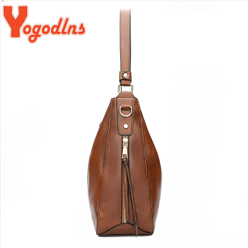 Vintage Soft Leather Hobos Crossbody Bag Large Capacity