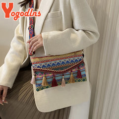 National Style Tassel Shoulder Bag Envelope Handbag Portable Totes
