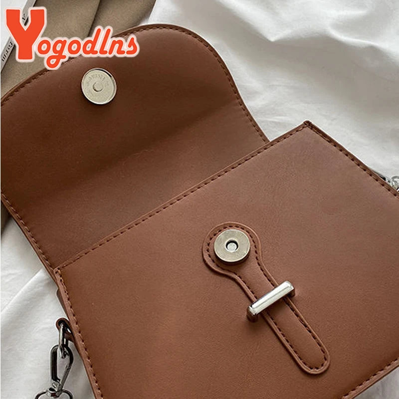Retro Saddle Shoulder Bag PU Leather Crossbody Bag