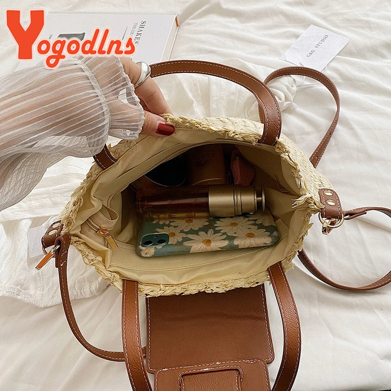 Woven Beach Bag Shoulder Bag Handbag Ladies Tote