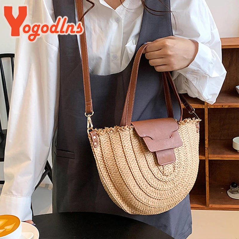 Woven Beach Bag Shoulder Bag Handbag Ladies Tote