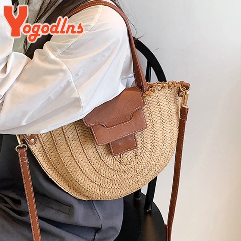 Woven Beach Bag Shoulder Bag Handbag Ladies Tote