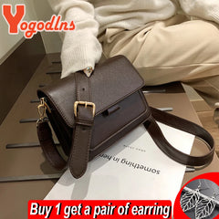 Small Square Bag Female PU Leather Shoulder Messenger Bag Flap Crossbody Bag