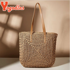 Summer Large Capacity Straw Shoulder Bag Rattan Beach Bags
