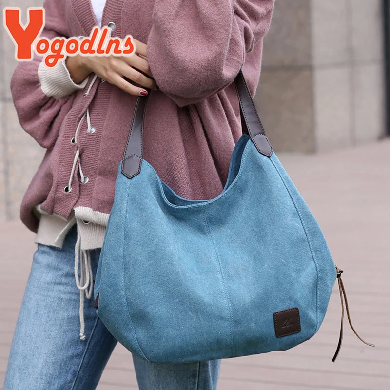 Vintage Canvas Handbag Large Capacity Shoulder Bag