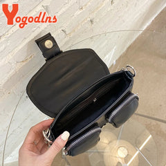 Vintage Leather Chains Shoulder Bag for Women