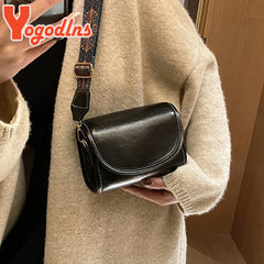 Vintage Flap Shoulder Bag Wide Strap Messenger Crossbody Lady Shopping Tote