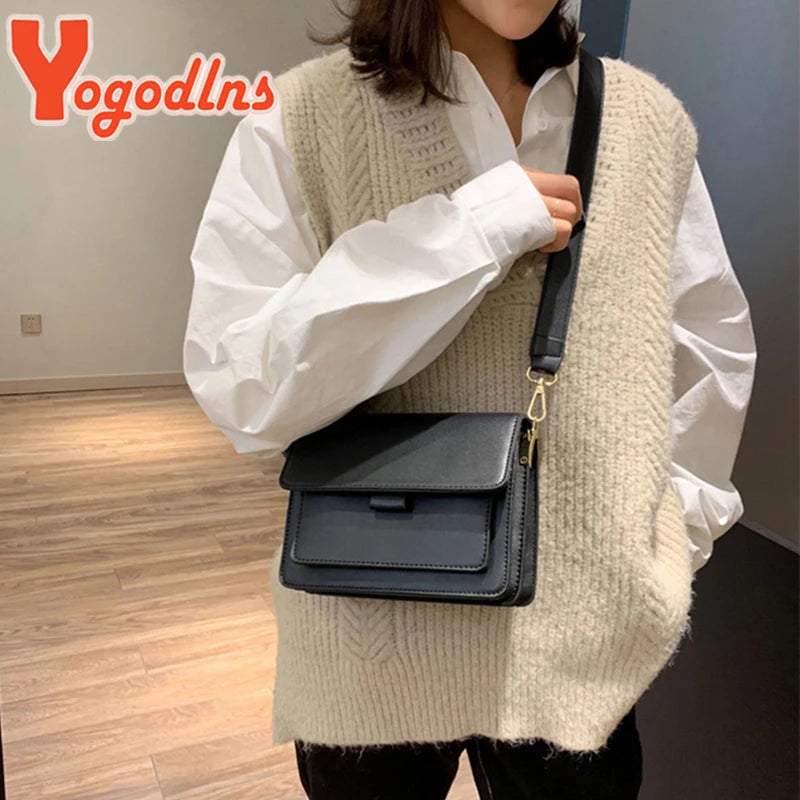 Vintage Shoulder Messenger Bag For Women PU leather Small Square Bag
