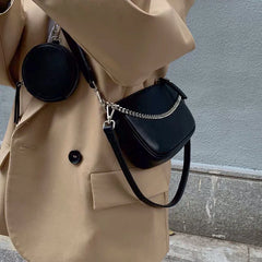 Women Chains Crossbody Bag PU Leather Bag Messenger Bag Handbag