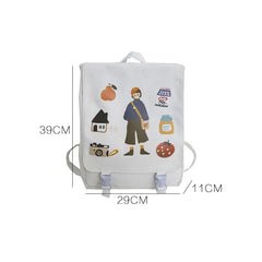 Ladies Canvas Schoolbag College Style Backpack