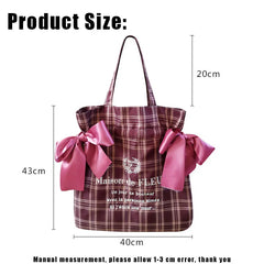 Plaid Women Shoulder Bag Soft Cloth Handbag Large Capacity Tote