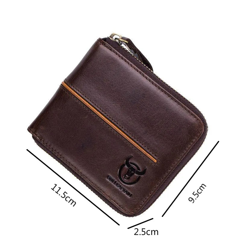 Men Leather Wallets Casual Short Cowhide Purse Multi-card Wallet