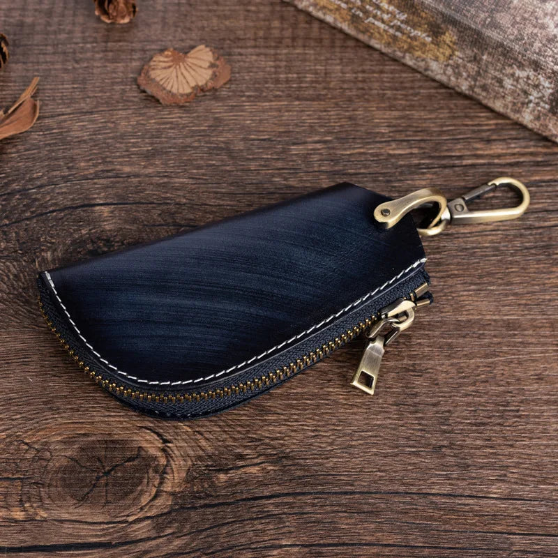 Vintage Leather Key Wallets Car Key Holder Natural Cowhide Keychain