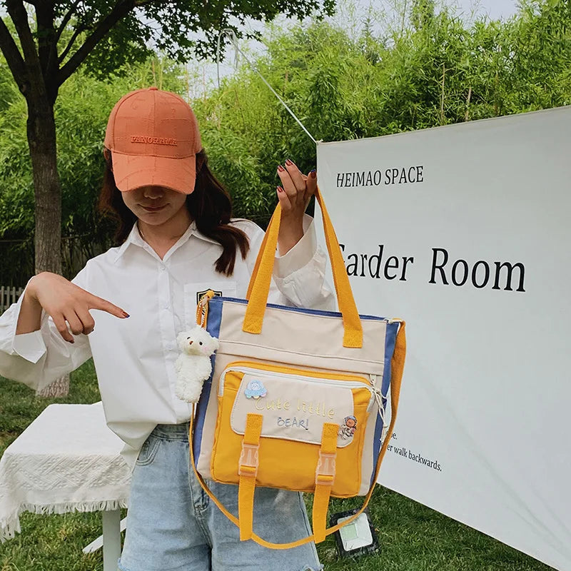 Youth Female Canvas Handbags Shoulder Bags Nylon Messenger Bag