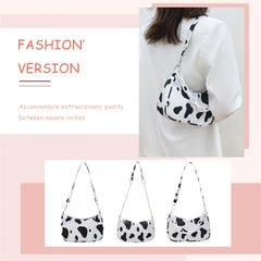 Youth Ladies Cow Print Nylon Tote Bag Purse