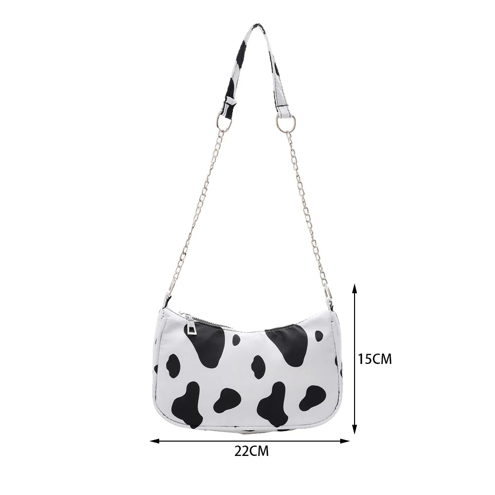 Youth Ladies Cow Print Nylon Tote Bag Purse