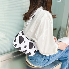 Youth Ladies Cow Print Nylon Tote Bag Purse