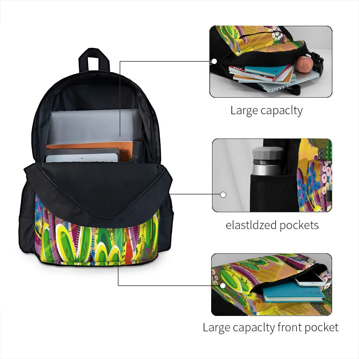 Zacaton Backpacks Men's & Women's Harajuku Personalised Backpack