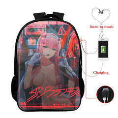 Zero Two Anime Backpack USB Backpacks Darling In The Franxx Women Men