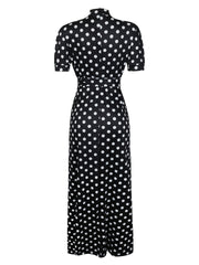 Polka Dot Short Sleeve Maxi Dress Women's Plus Size