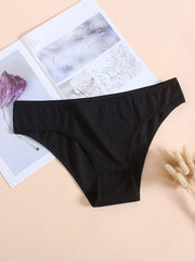 6 Pack Plus Size Basic Panties Set Women's Plus Solid Medium Panties