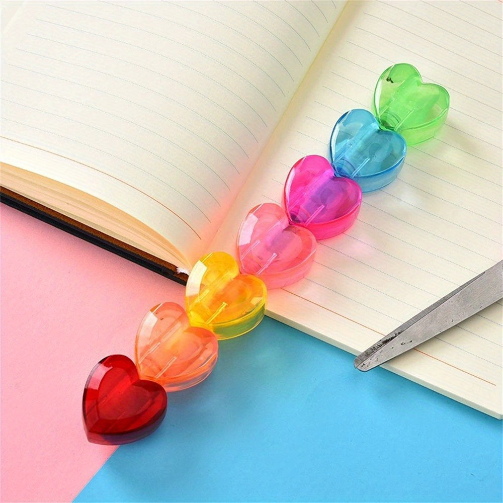 Heart Shaped Highlighter Set - 6 Colors - School Office Art Projects Fluorescent