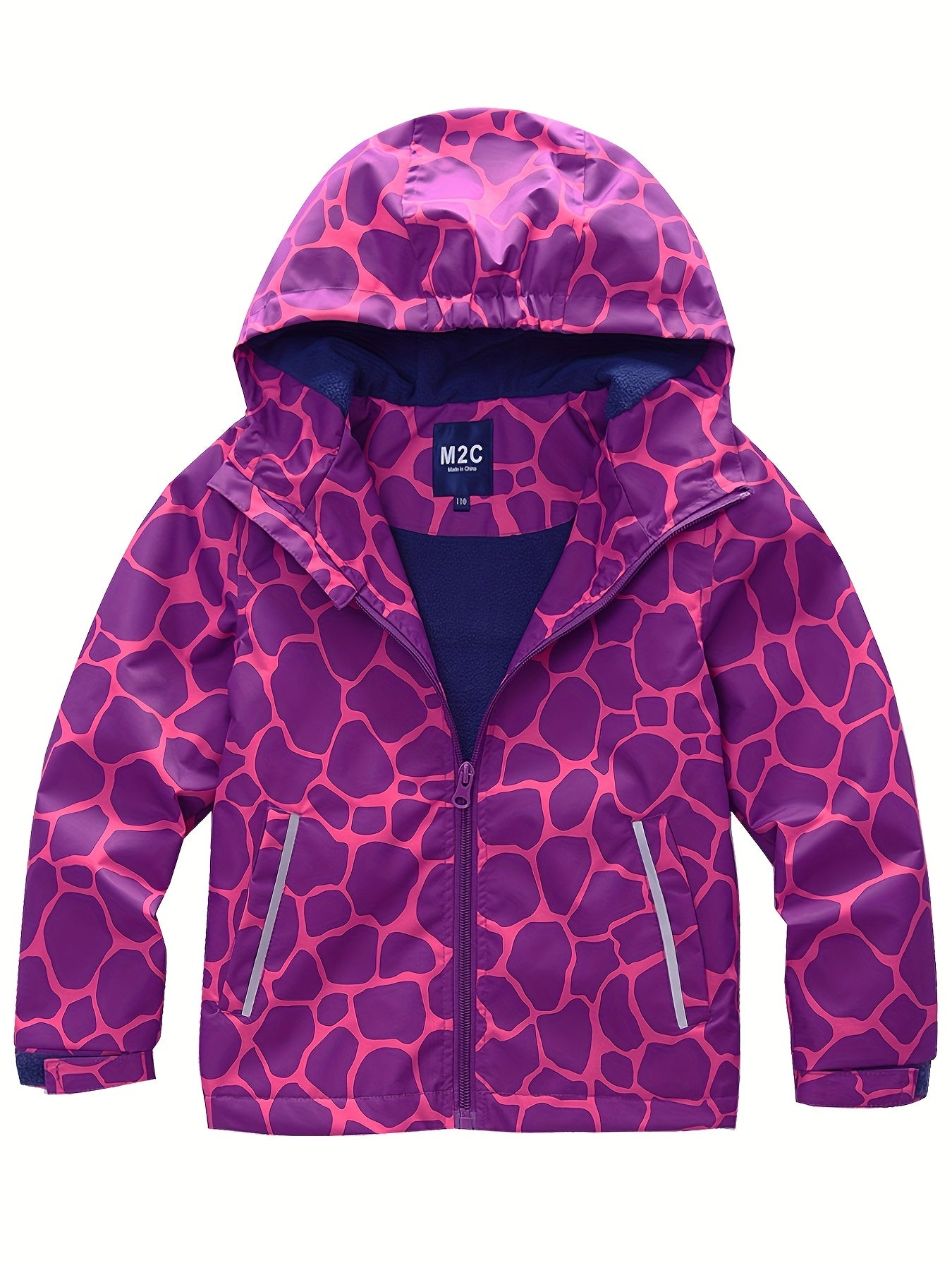 Girls Waterproof Hooded Jacket with Thermal Fleece and Pocket