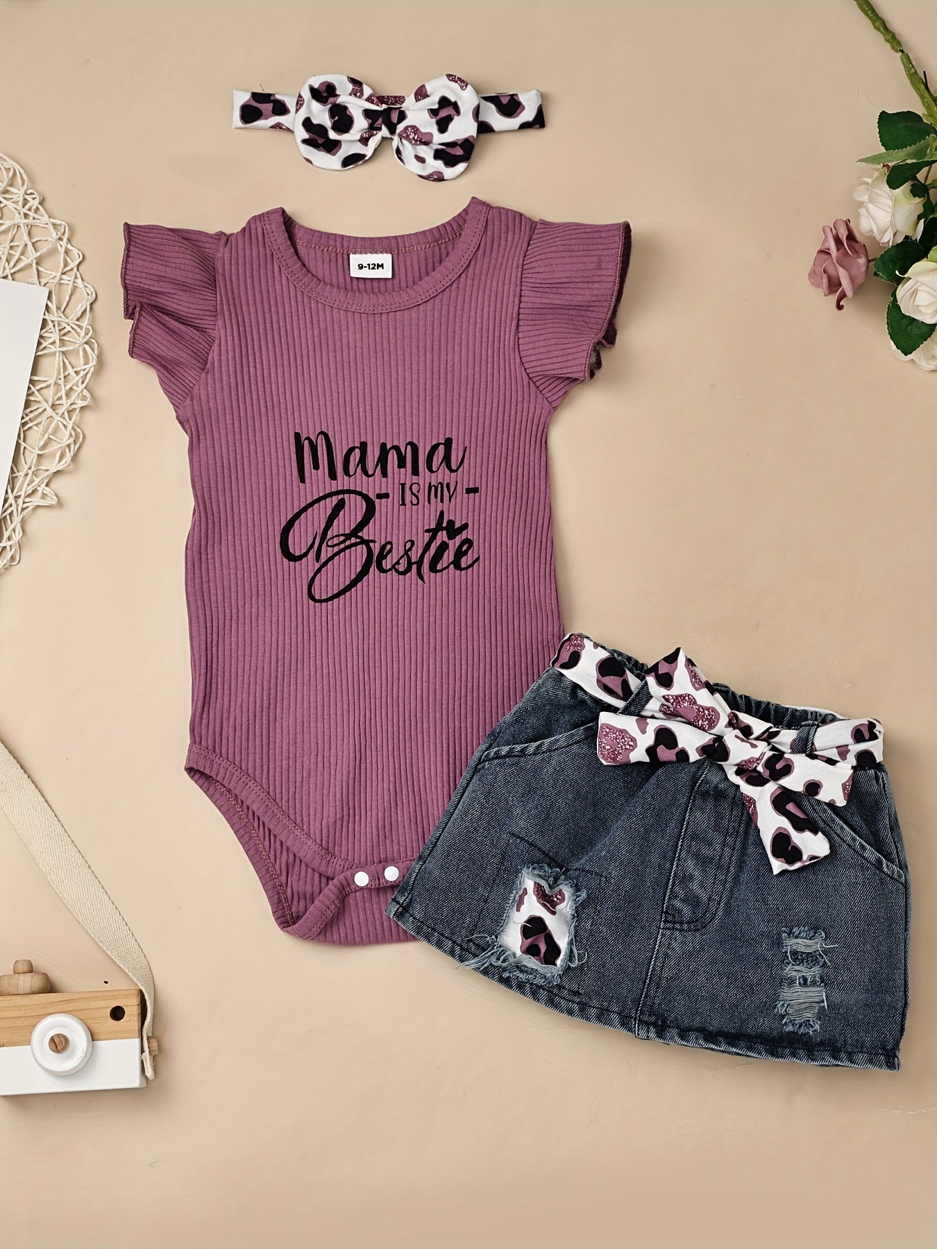 Baby Girl Clothes Newborn Romper Short Jeans Leopard Outfits 3Pcs