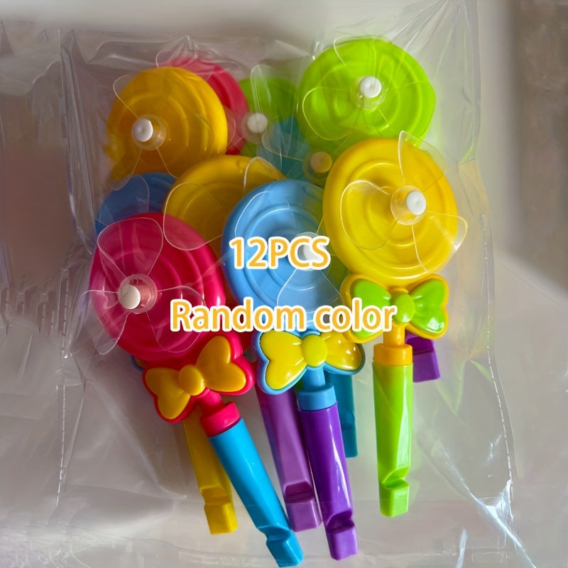 12pcs Lollipop Windmill Whistle Toy for Parties