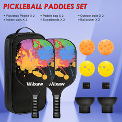Pickleball Racket Set with 2 Paddles, Balls, Sweatbands - Control & Comfort