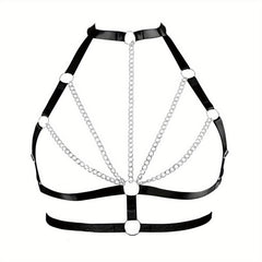 Sexy Hollow Out Harness Bra Metal Cage Gothic Chain Belt Bikini Belly Chain