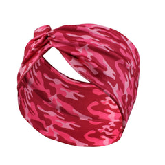 Camouflage Print Wide Headbands Women Knotted Turban Elastic Non Slip Hair Bands