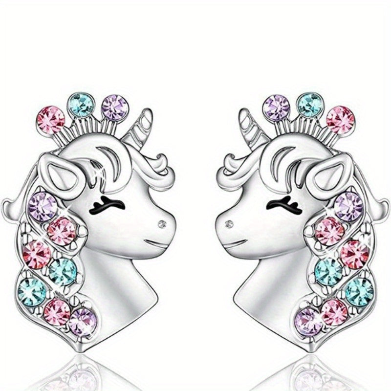 Girl Magical Lucky Unicorn Necklace Earrings Set Kids Accessories