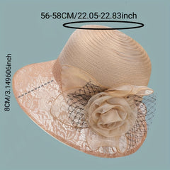 Breathable Organza Sun Hat with Flower Decor Mesh Bucket Hats