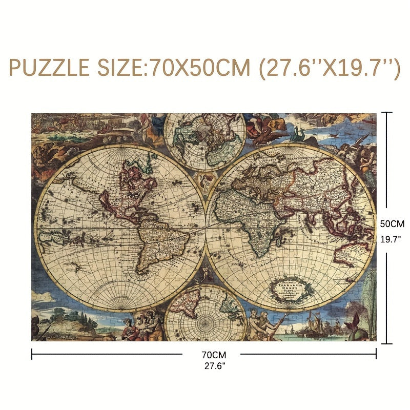 1000pcs Ancient Map & Famous Paintings Puzzle World Map for History Buffs