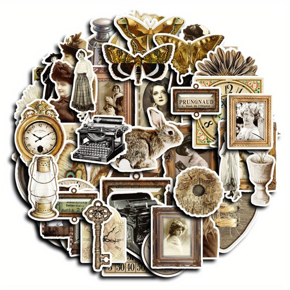 Vintage Paper Stickers Retro Dusk Scrapbooking DIY 50pcs