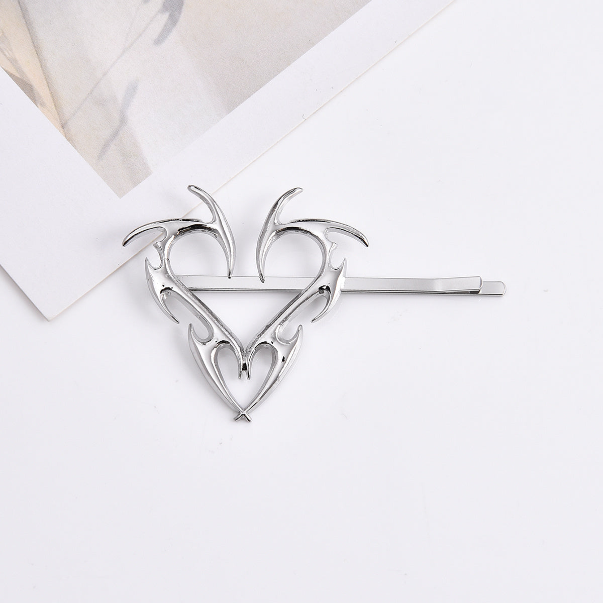 Dragon Dart Hair Clip Cyber Punk Y2K Metal Silver Barrette Hair Accessory