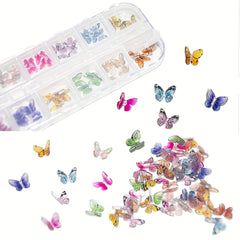 48pcs 3D Butterfly Nail Art Charms for Nails Decoration & Crafting