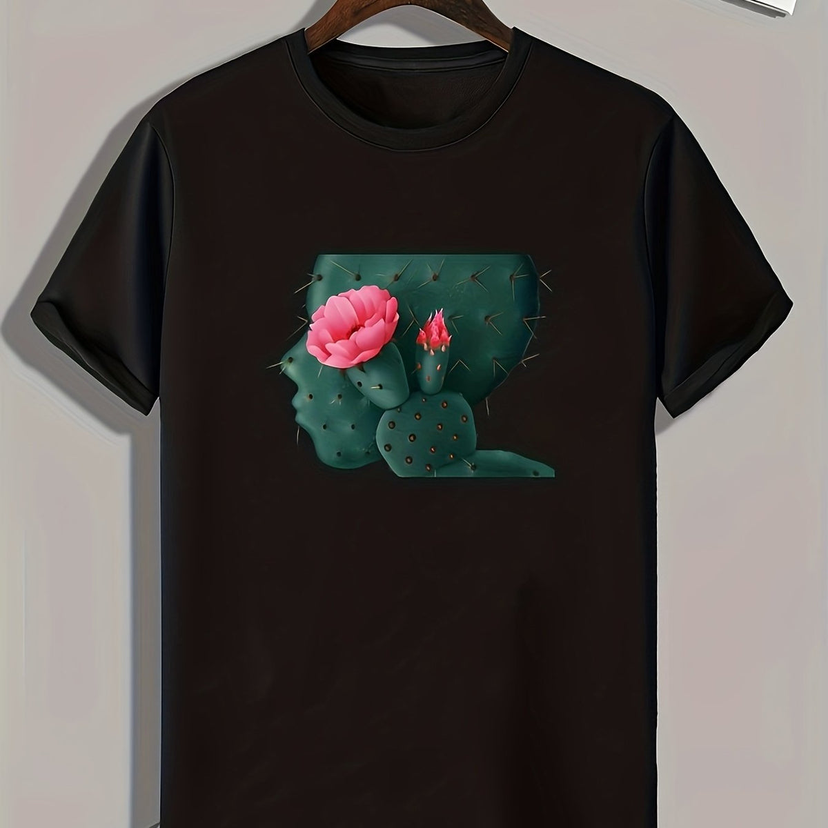 Cactus Flower Print Men's Graphic T shirt Comfy Summer Tee